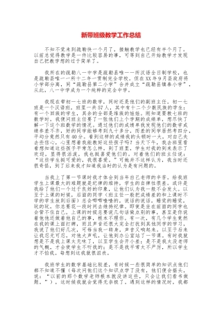 新带班级教学工作总结