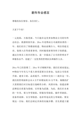 新年年会感言