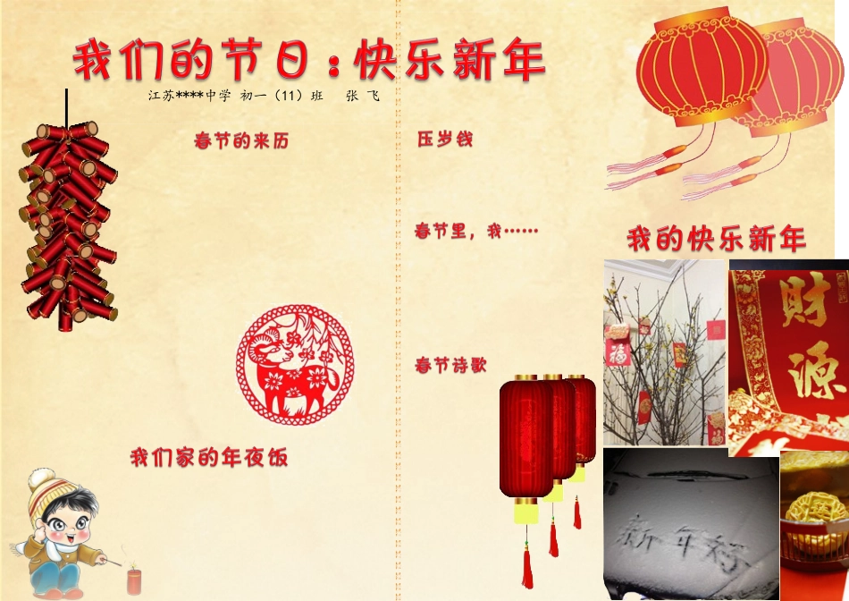 新年快乐电子小报黑板报手抄报模板_第1页