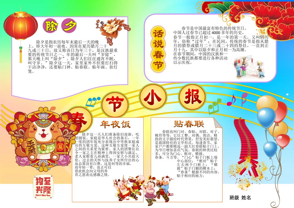 新年春节小报手抄报模板_第1页