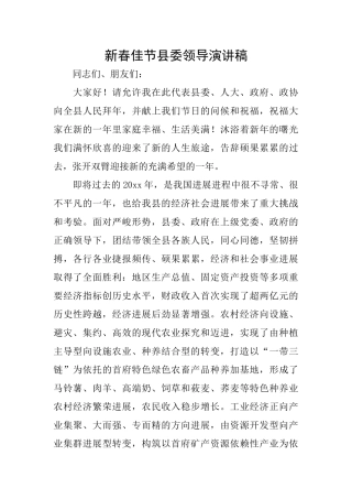 新春佳节县委领导演讲稿