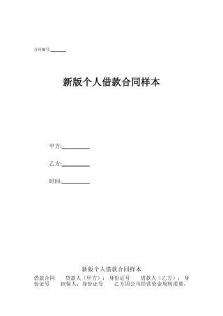 新版个人借款合同样本