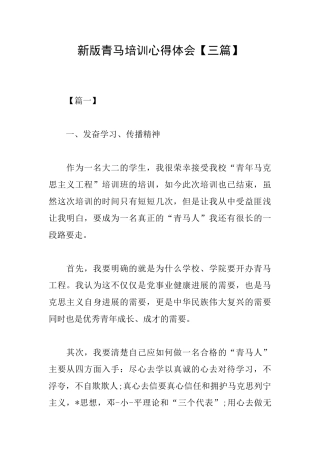 新版青马培训心得体会