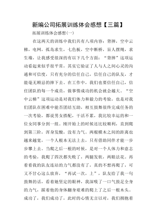 新编公司拓展训练体会感想
