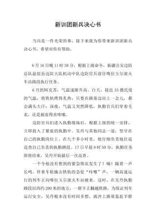 新训团新兵决心书