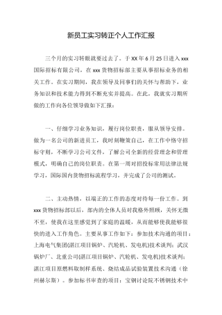 新员工实习转正个人工作汇报