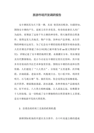 旅游市场开发调研报告
