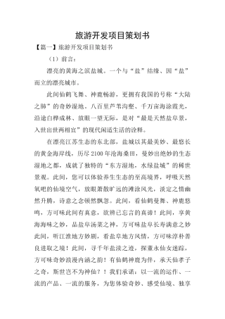 旅游开发项目策划书