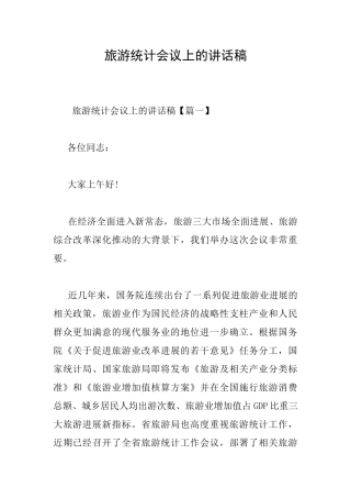 旅游统计会议上的讲话稿