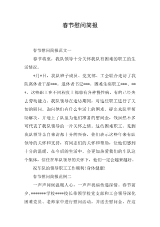 春节慰问简报