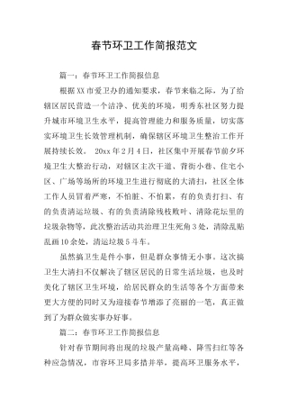 春节环卫工作简报范文