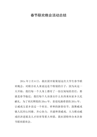 春节联欢晚会活动总结