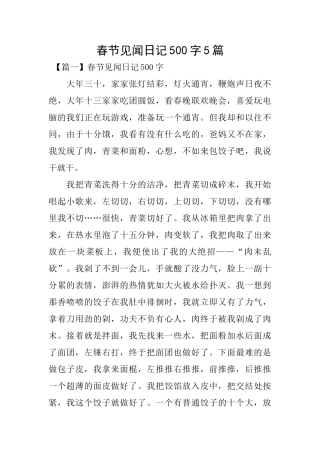春节见闻日记500字5篇