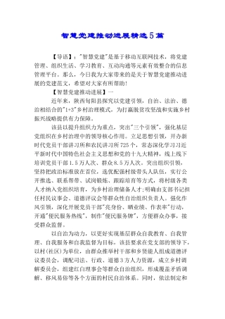 智慧党建推进发展精选5篇