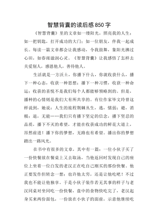 智慧背囊的读后感850字