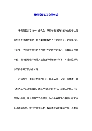 暑假带薪实习心得体会-