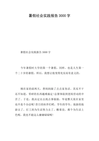 暑假社会实践报告3000字