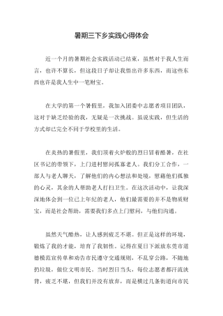 暑期三下乡实践心得体会
