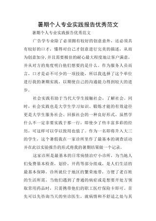 暑期个人专业实践报告优秀范文