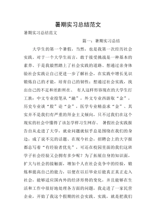 暑期实习总结范文