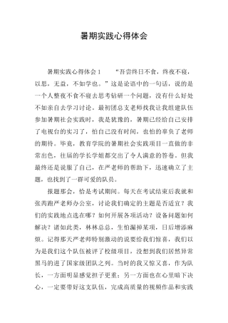 暑期实践心得体会