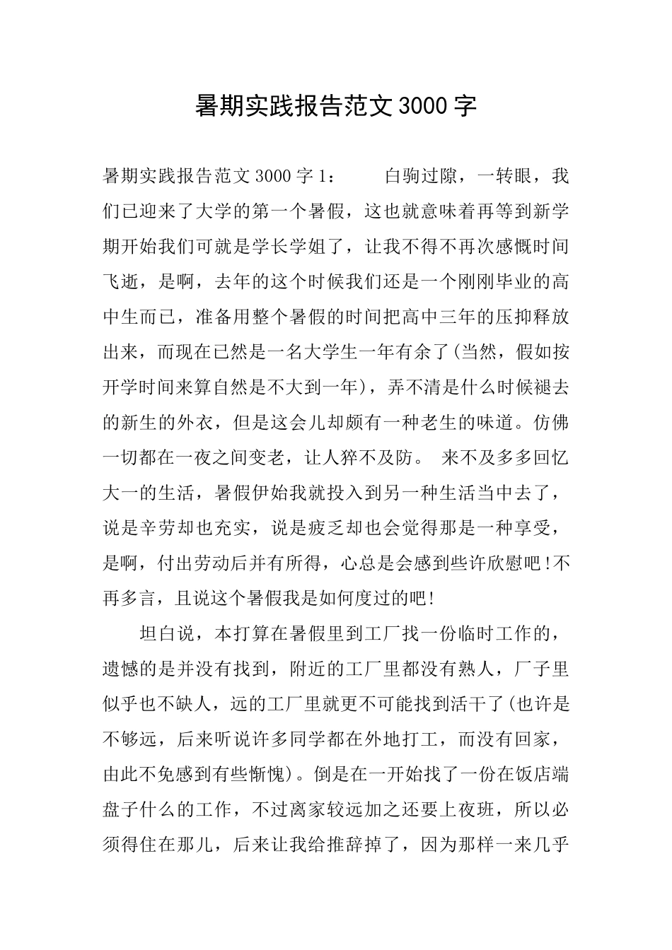 暑期实践报告范文3000字_第1页
