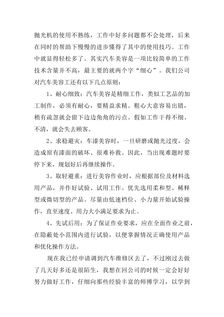 暑期汽车美容实习工作总结_第2页