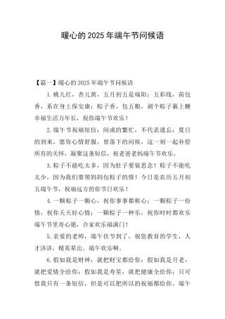 暖心的2025年端午节问候语