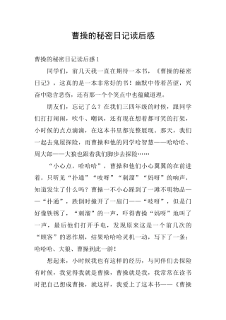 曹操的秘密日记读后感