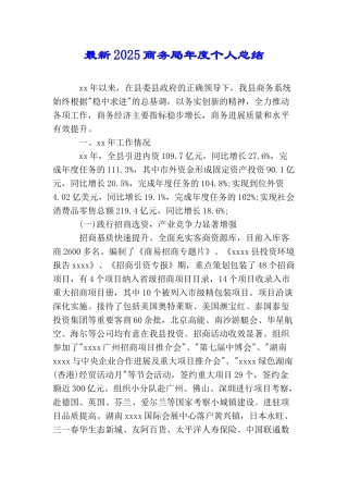 最新2025商务局年度个人总结