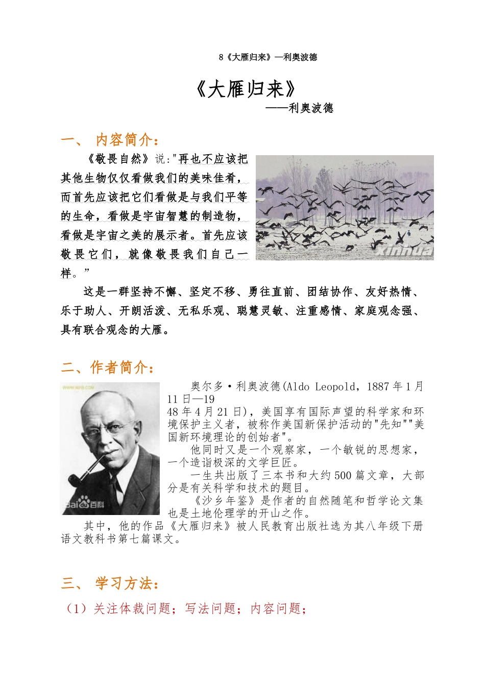最新8《大雁归来》—利奥波德_第1页