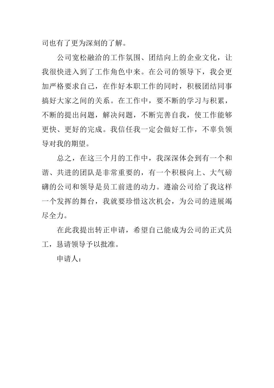 最新公司新员工转正申请书范文_第2页