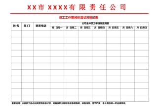 最新员工复工体温登记表模板最新