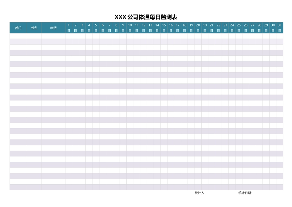 最新开学学生体温每日监测表最新_第1页