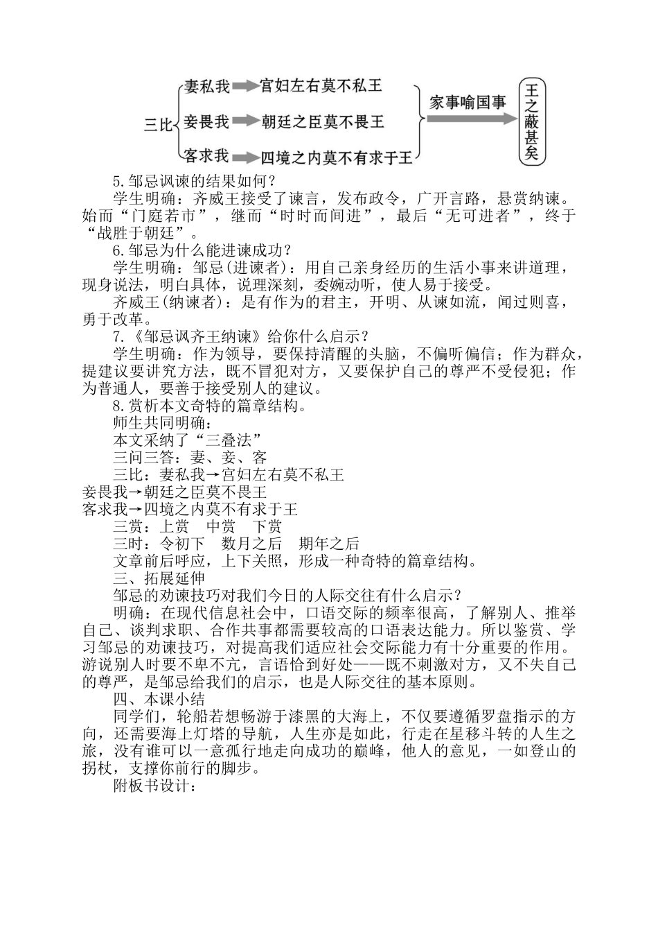 最新第21课邹忌讽齐王纳谏教案_第3页