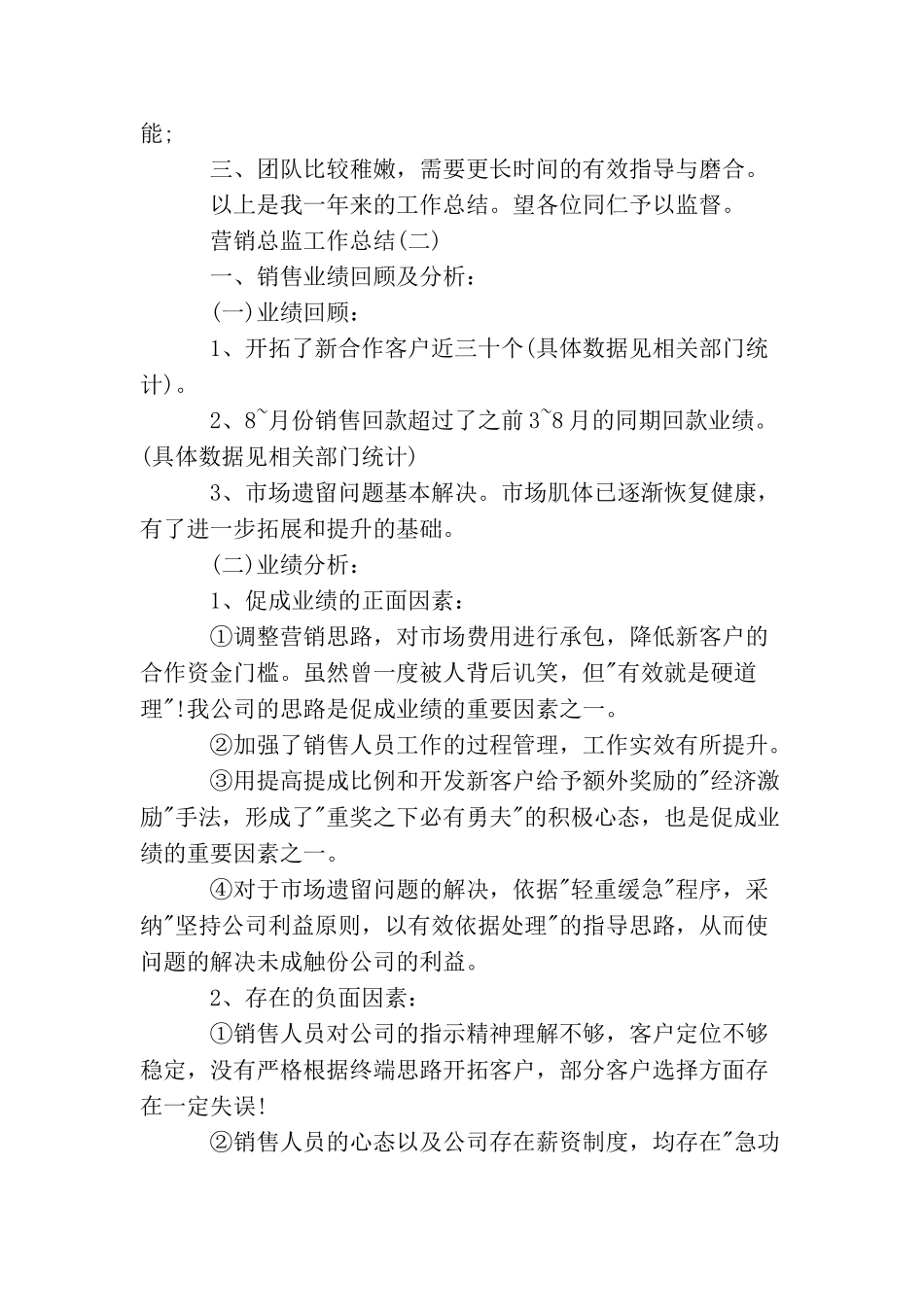 最新营销总监年终工作总结两篇_第2页