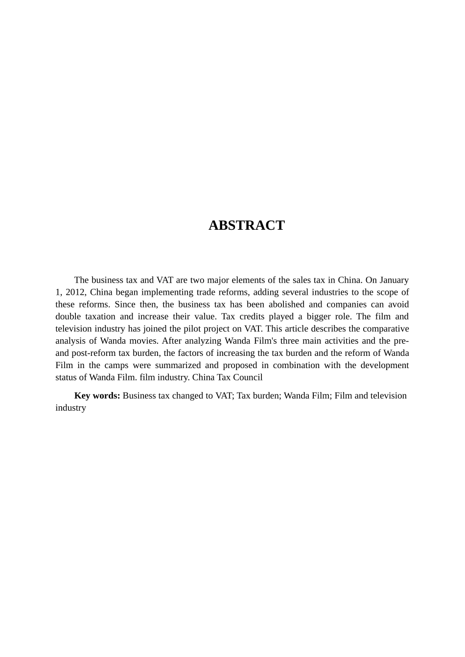 “营改增”对影视公司税负影响与对策分析研究——以万达电影为例  税务管理专业_第2页