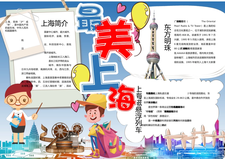 最美上海手抄报WORD小报模板_第2页