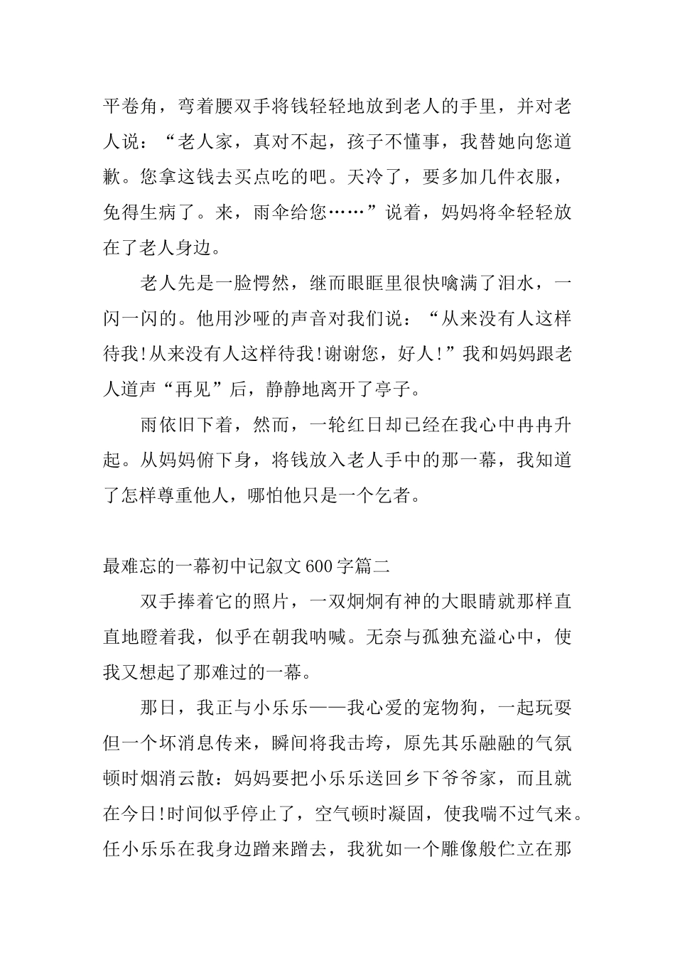最难忘的一幕初中记叙文600字_第2页