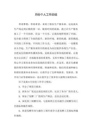 月份个人工作总结