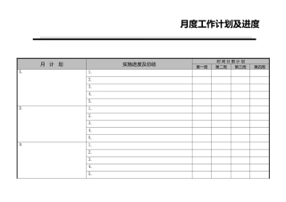 月度工作计划表总结计划word格式文档模板