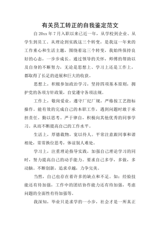 有关员工转正的自我鉴定范文
