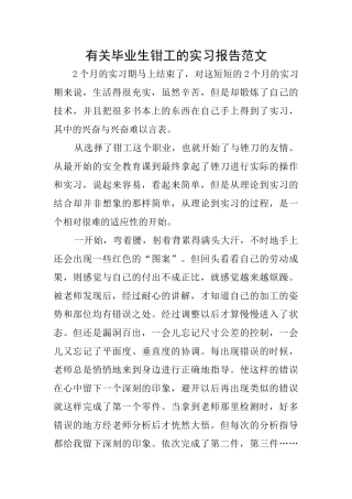 有关毕业生钳工的实习报告范文