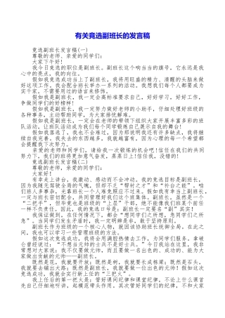 有关竟选副班长的发言稿