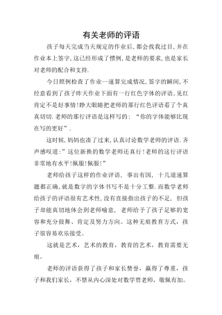 有关老师的评语