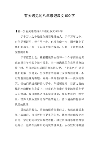 有关遇见的八年级记叙文800字