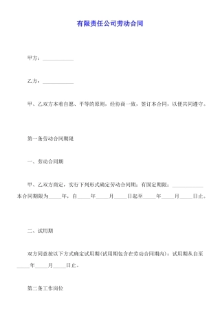 有限责任公司劳动合同