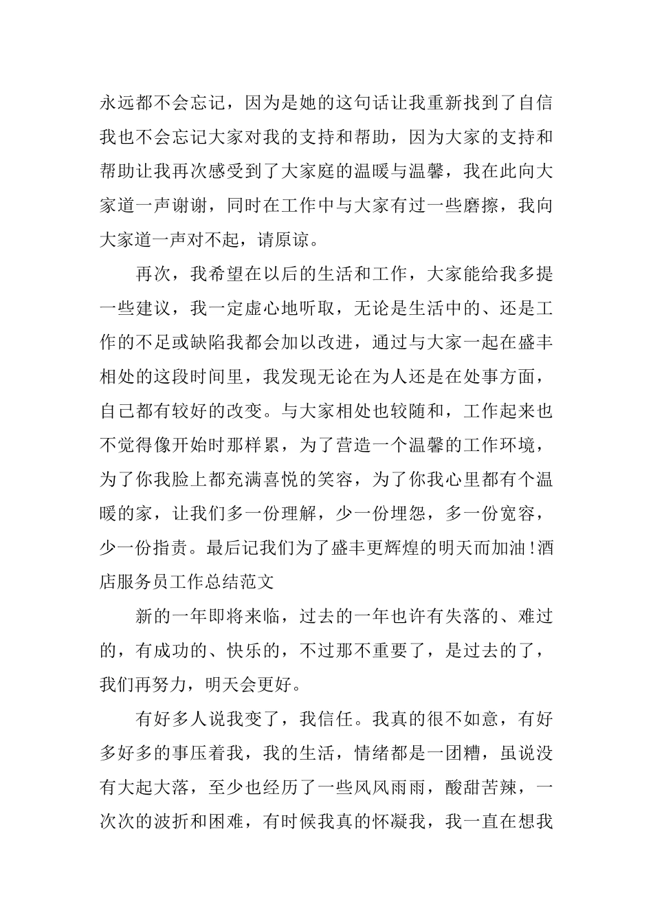 服务员对以往工作的总结报告_第2页
