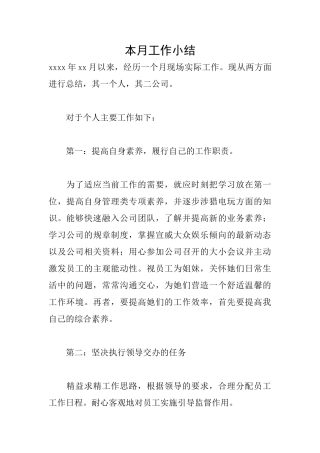 本月工作小结