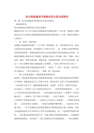 机关效能建设开展情况回头看自查报告